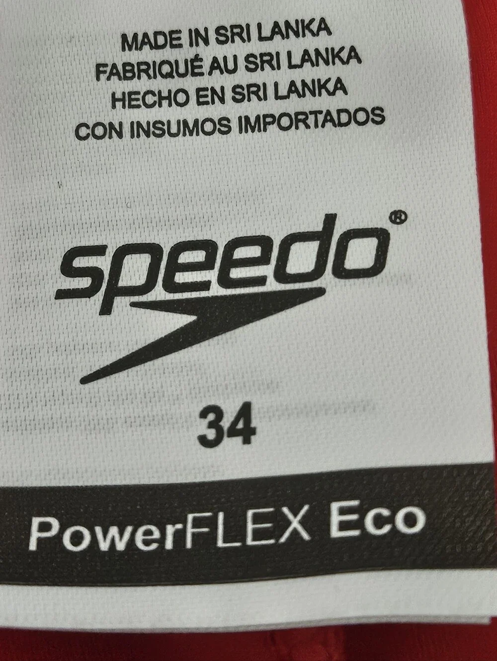 Speedo PowerFlex Eco Size 34 Red Boys Mens Swim Trunks with Elastic Drawstring